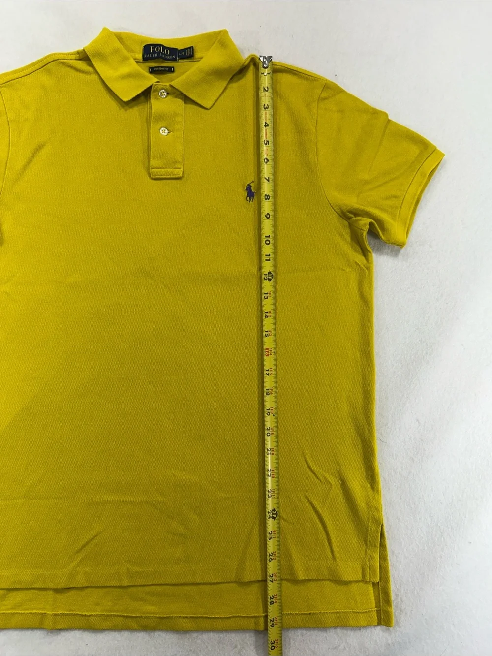 Polo Ralph Lauren Custom Fit Mens Large Yellow Short Sleeve Pony Polo Shirt